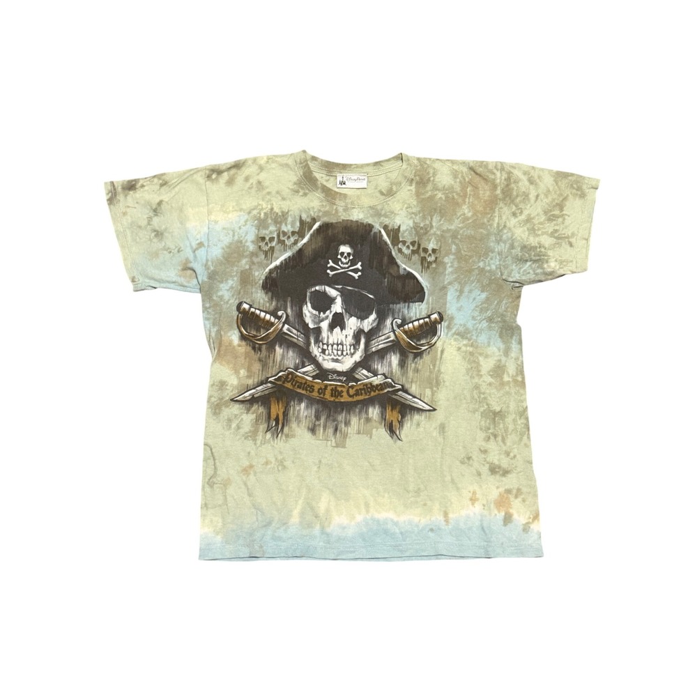 Disney Parks Pirates of the Caribbean Tie Dye Skull Graphic Tee Youth XL